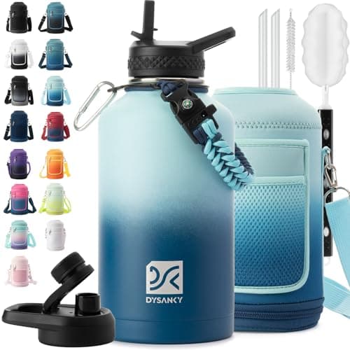 Thick Stainless Steel Insulated Water Bottle, BPA-Free, 64 oz | Gym & Hiking — Gradient Blue