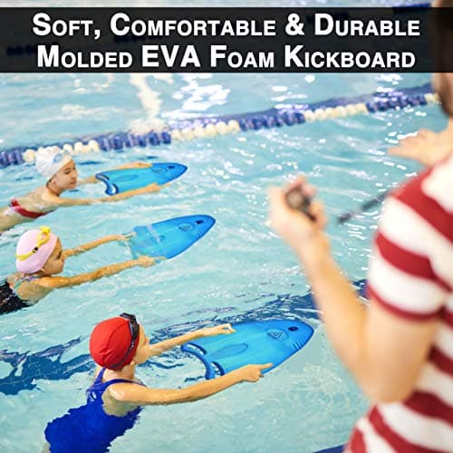 Ergo Kickboard for Kids - Reduces Shoulder Strain, Moves Easily Through Water - Blue