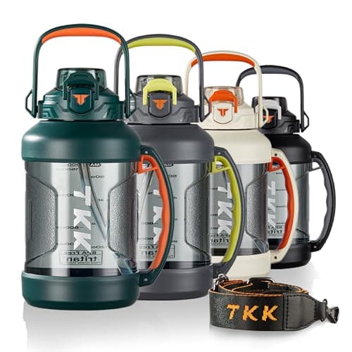TKK Half Gallon BPA Free Tritan Water Jug with Straw Lid, Dishwasher Safe, Black — Green