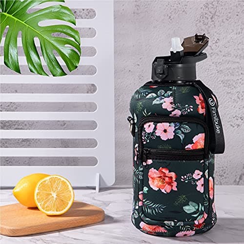 Fimibuke Half Gallon Leakproof Water Bottle with Handle & Straw