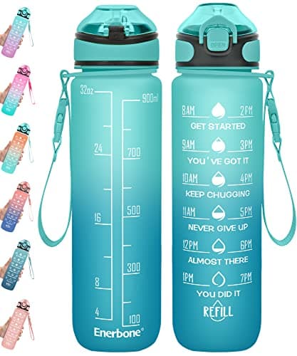 Enerbone 32 oz Motivational Drinking Water Bottle with Straw & Timer, Fitness Gym Outdoor — Luca