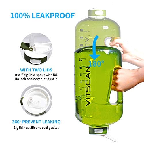 Motivational Green 1 Gallon Time Marker Water Bottle, 128 Oz Sports Jug