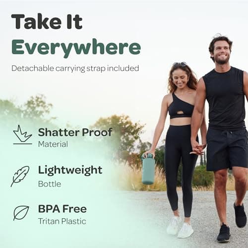 Hydracy Large BPA Free Water Bottle with Time Marker & No Sweat Sleeve
