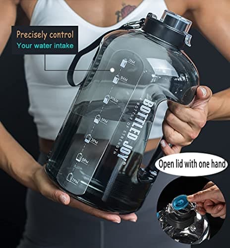 1 Gallon Leak-proof BPA FreeReusable Water Jug with Handle and Time Marker
