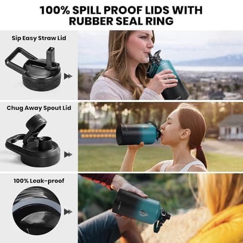 Insulated 1 Gallon Stainless Steel Water Bottle - Cold for 48 Hrs & Leak Proof