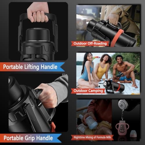 Lifting Handle Insulated Water Bottle, 1 Gallon, Stainless Steel, Keep Cold & Hot 48H