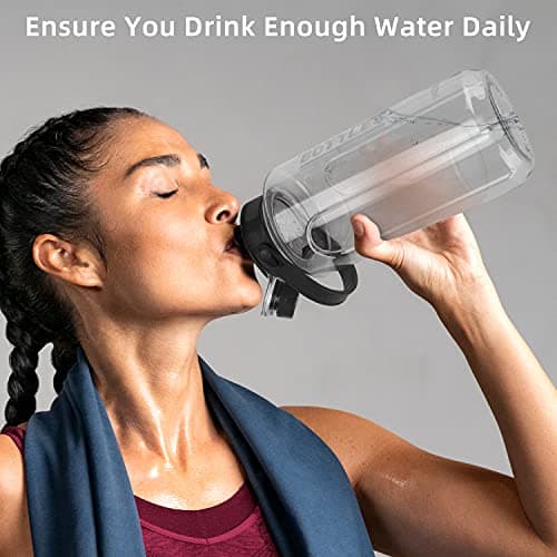 Grey BPA Free 64oz Leak Proof Water Bottle with Strainer for Gym and Outdoor Sports