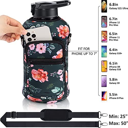 Fimibuke Half Gallon Leakproof Water Bottle with Handle & Straw