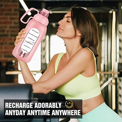 Aqulea Glass Water Bottle - 64 Oz, Straw, Pregnancy Tracker, Leakproof Gym Bottle with Sleeve
