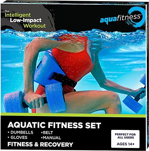 New Aqua 6-Piece Fitness Set for Water Aerobics and Pool Exercises – Swim Belt, Gloves, Dumbbells