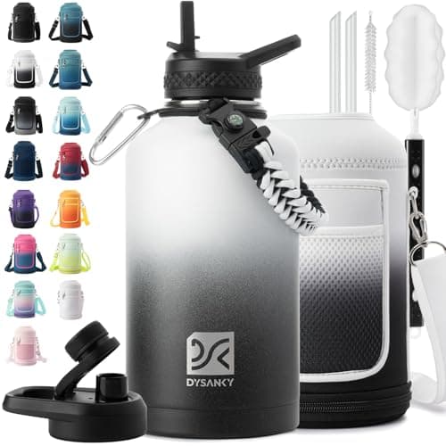 Thick Stainless Steel Insulated Water Bottle, BPA-Free, 64 oz | Gym & Hiking — White/Black