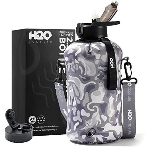 H2O Capsule 2.2L BPA Free Water Bottle with Handle & Straw Lid - Large Reusable Jug — Camo Cats