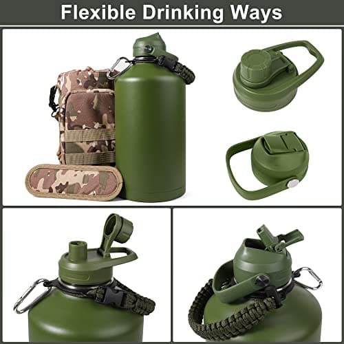 1 Gallon Insulated Water Bottle with Straw, Hot & Cold, Travel, Hiking & Camping