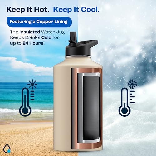 AQUAFIT 64 Ounce Insulated Stainless Steel Water Bottle (Coastal Sand)