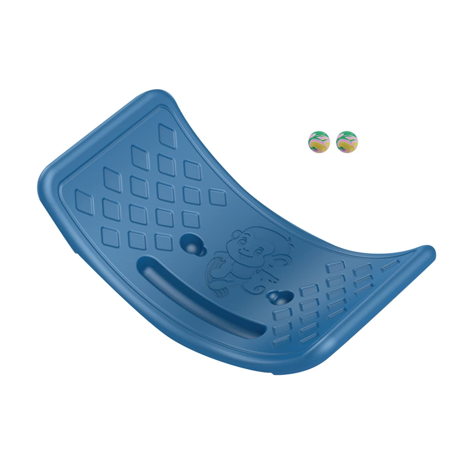 Seesaw Balance Board for Kids, Teens, Adjustable Plastic with Elastic Ball (Blue)