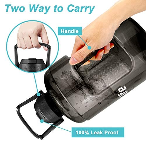 QuiFit Leak-Proof BPA Free 1 Gallon Water Bottle for Gym Sports Outdoor with Straw & Motivational Time Marker 128OZ CapacityReusable