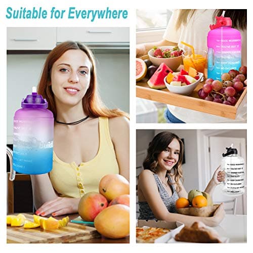 1 Gallon Water Bottle with Straw and Time Marker - Leak-Proof BPA Free Reusable Large Capacity Water Jug