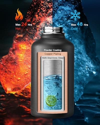 64 oz Insulated Stainless Steel Water Bottle, Black