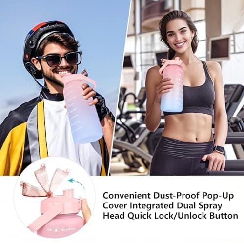 64 oz Leak-Proof Water Bottle with Time Marker & Straw Lid - Ideal for Hydration, Fitness, and Outdoor Activities