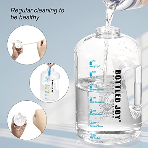 Jimacро 1 Gallon Water Bottle with Straw and Handle BPA-Free, Time Markings Tracker