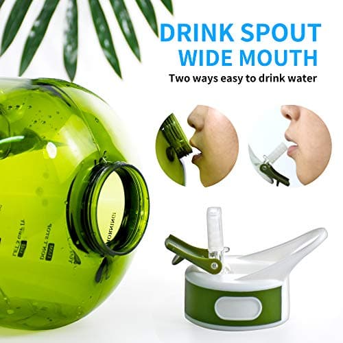 Motivational Green 1 Gallon Time Marker Water Bottle, 128 Oz Sports Jug