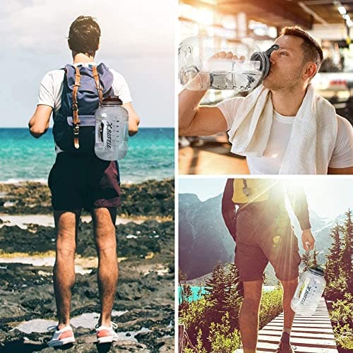 BPA Free 1 Gallon Chug Lid Water Bottle with Motivational Marker and Handle (128oz)