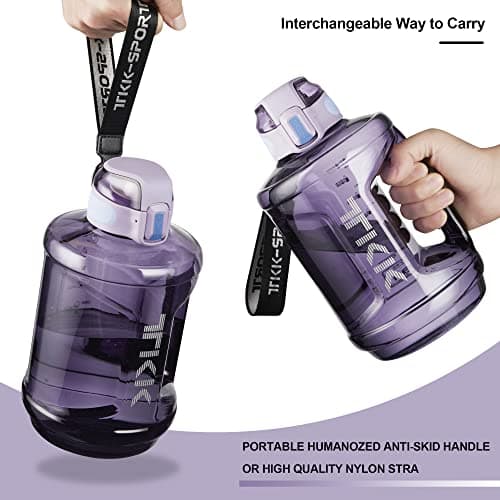 TKK 64oz BPA Free Water Bottle with Straw & Handle for Daily & Gym Use