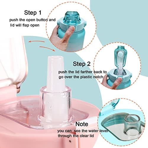 Motivational Straw Water Bottle, BPA Free, 64 Oz (Pink/Blue)