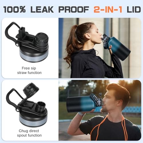 1 Gallon Insulated Stainless Steel Water Bottle, Leak Proof, 128 oz Jogging Camping