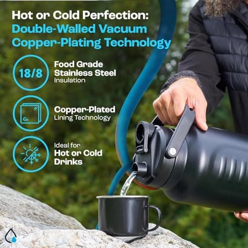 AQUAFIT 1 Gallon Insulated Water Bottle - BPA Free & Leak Proof - 128oz Stainless Steel Jug for Gym, Hiking, Camping & Travel (Military Green)  
AQUAFIT 1 Gallon Insulated Water Bottle (Cold for 48 Hrs) - 128oz Stainless Steel Jug for Gym, Hiking, Ca