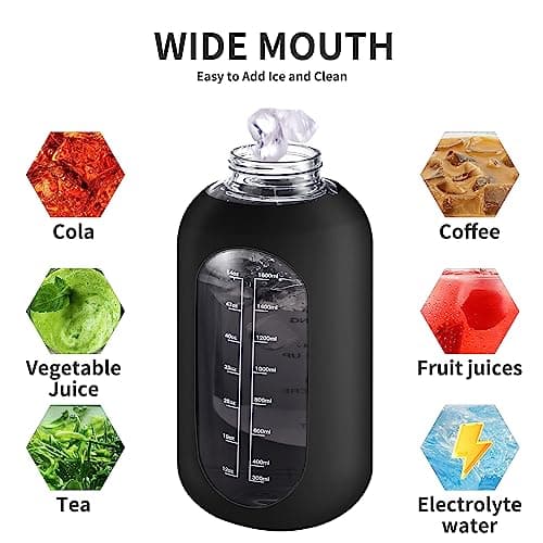 CIVAGO 64 oz Motivational Water Bottle with Straw, Black