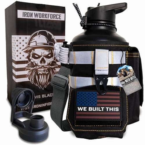 Iron Infidel 64 oz Insulated Stainless Steel Water Bottle | Hiking, Camping, Workouts (Black)