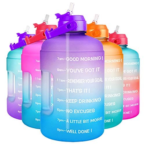1 Gallon Water Bottle with Straw and Time Marker - Leak-Proof BPA Free Reusable Large Capacity Water Jug