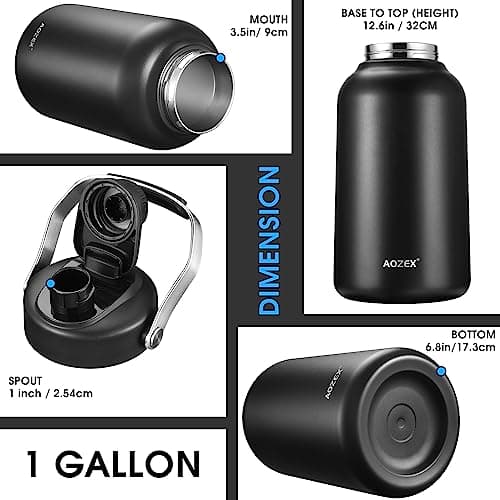 Stainless Steel 1 Gallon Insulated Water Bottle for Camping and Sports