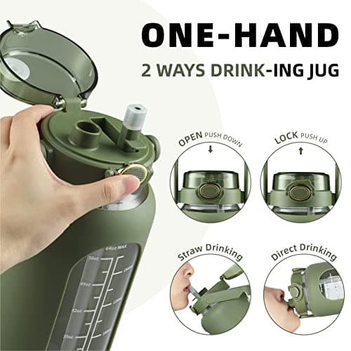 Sierozur 2.2 Liter Wide Mouth Water Bottle with Straw and Lid