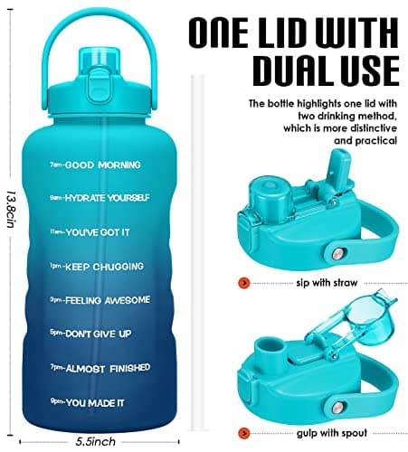 HydroPal 1 Gallon Water Bottle with Straw, BPA Free, Gym Fitness Camp