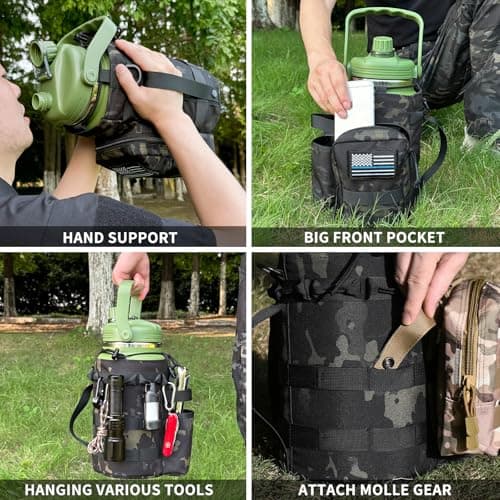 Military Style Insulated Stainless Steel 1 Gallon Water Bottle with Holder Bag