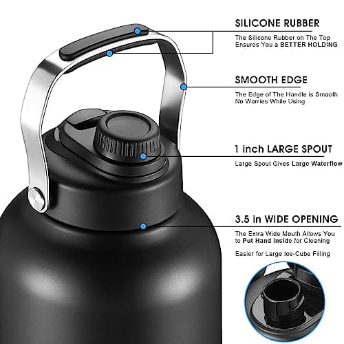 Stainless Steel 1 Gallon Insulated Water Bottle for Camping and Sports