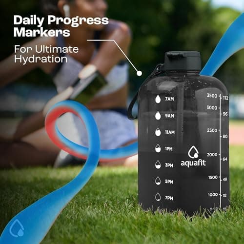 AQUAFIT 2 Pack - Half & Gallon Water Bottles with Time Markers