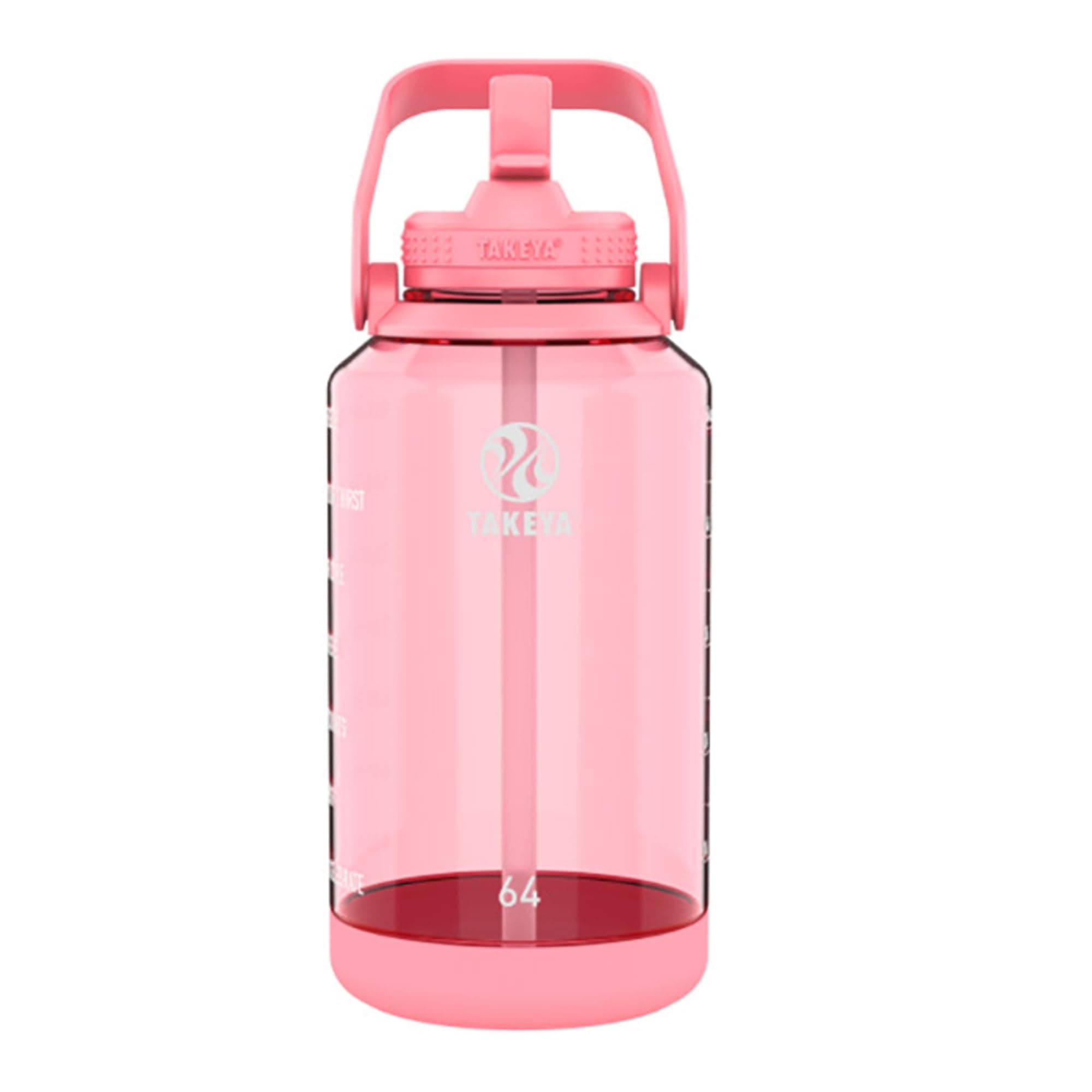 Takeya Flutter Pink 64oz Tritan Bottle with Straws and Handle