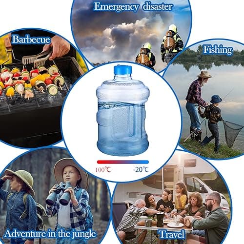 Bokon 2-Piece Gallon Water Jugs, Reusable Plastic Bottle with Handle for Camping and Travel