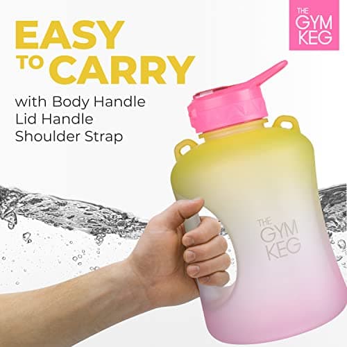 GYM KEG 1 Gallon Water Bottle, 128oz Sports Jug with Straw | BPA-Free, Leakproof, Motivational Time Markings