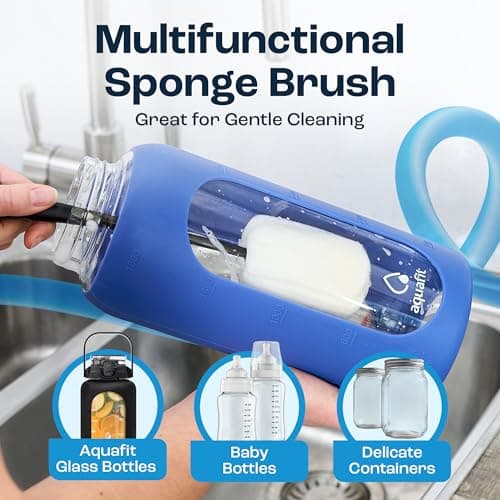 AQUAFIT Half Gallon Water Bottle & 6pc Cleaning Brush Kit