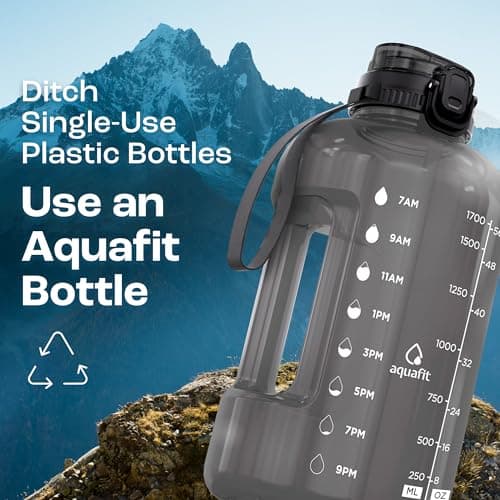 64 oz AQUAFIT Water Bottle with Time Marker and Straw for Gym (Aqua)
