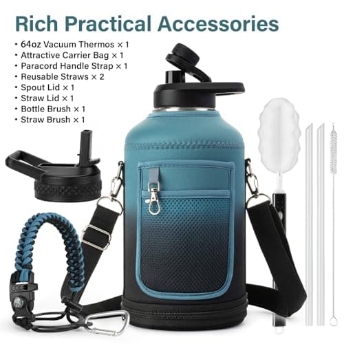 Thick Stainless Steel Insulated Water Bottle, BPA-Free, 64 oz | Gym & Hiking