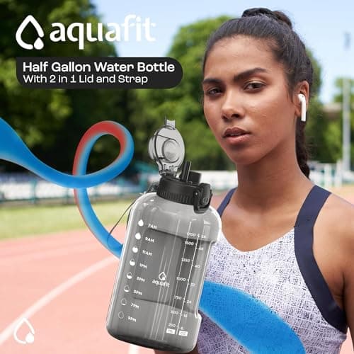 AQUAFIT 2 Pack: Half & Gallon Water Bottles with Time Markers