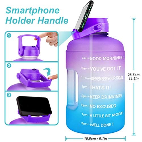 1 Gallon Water Bottle with Straw and Time Marker - Leak-Proof BPA Free Reusable Large Capacity Water Jug