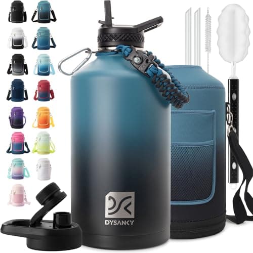 Thick Stainless Steel Insulated Water Bottle, BPA-Free, 64 oz | Gym & Hiking — Indigo/Black