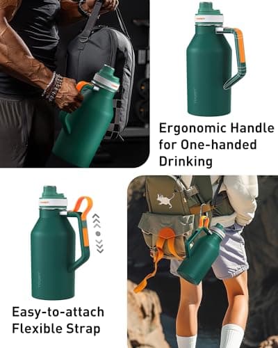 TOURIT 64oz Insulated Stainless Steel Water Bottle, Cold & Hot Hold, Wide Mouth Green