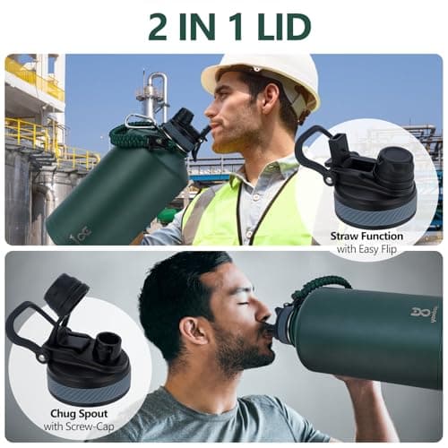 128 oz Insulated Water Bottle with Straw & Handle, Perfect for Hiking, Sports & Camping
